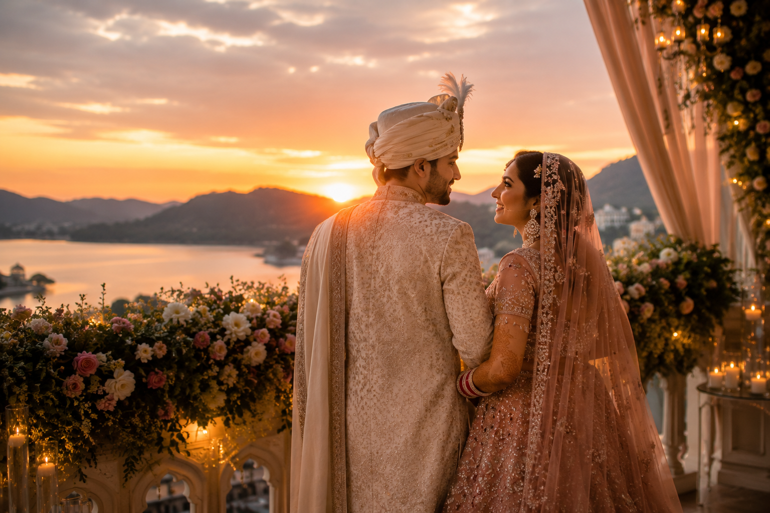Luxury destination wedding couple in India